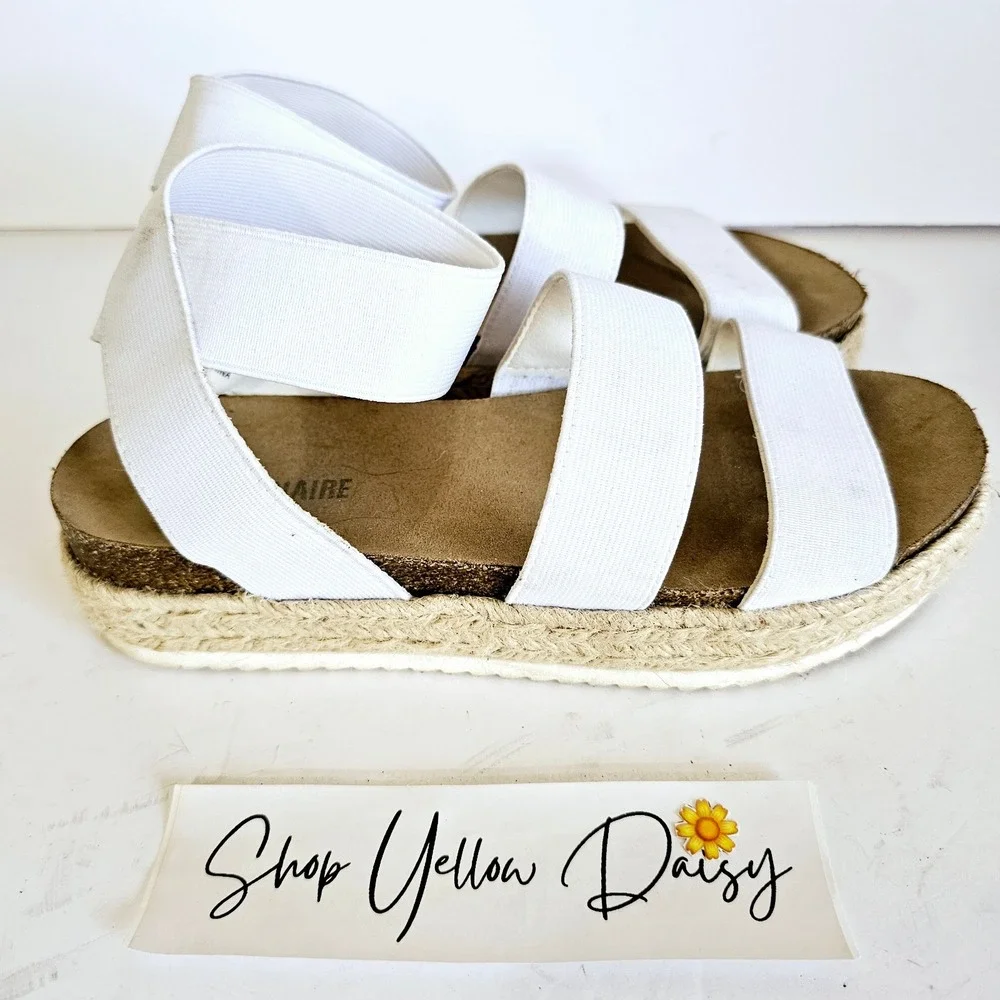 Cushionaire Womens Mandy Cork Espadrille Platform Sandal Stretchy Sz 8 - Sh434.2